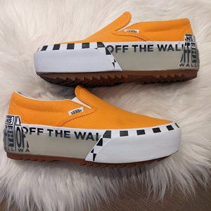 Orange PLATFORM Vans!, Classic Slip-On Stacked, 6.5/7 Women, Bright Mar